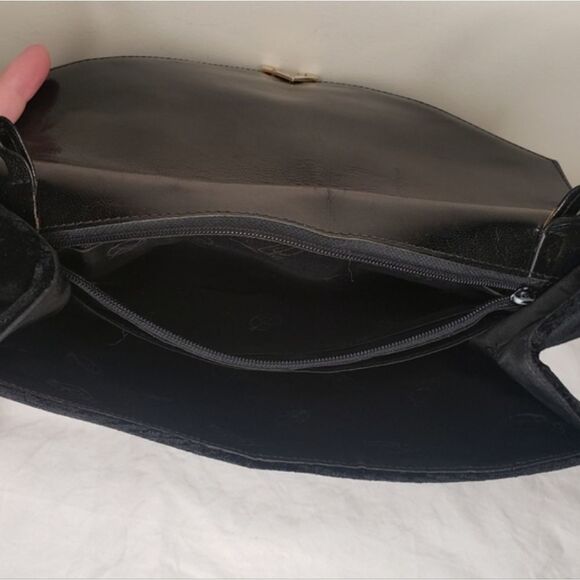 60s Black Velvet Evening Clutch Handbag Camea - Picture 5 of 12